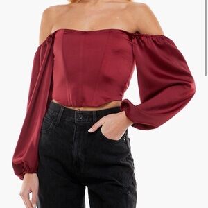 WAYF Elegant Off-Shoulder Burgundy Top